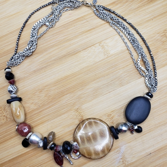 Chico 4 Strand Multicolor Bead Stones & Charms Statement Silvertone Chains - Picture 12 of 16